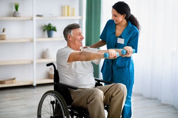 Occupational therapist with senior patient
